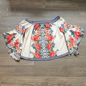 🔥Flying Tomato🔥 | Floral boho off the shoulder wide sleeve top